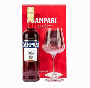 Campari se sklenicí