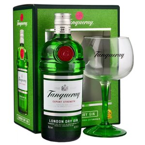 Tanqueray London Dry Gin Export Strength + sklenice