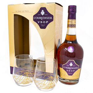 Courvoisier VSOP + 2 sklenice