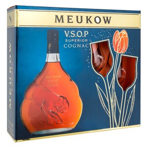 Meukow VSOP + 2 sklenice