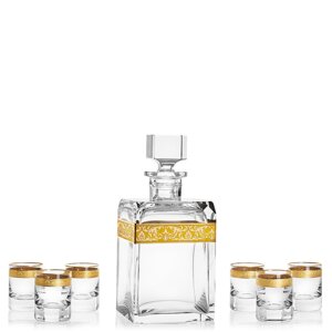 Whisky set 6x sklenice na destilát s karafou Manager Gold