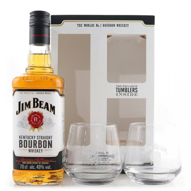 Jim Beam White Label + 2 sklenice