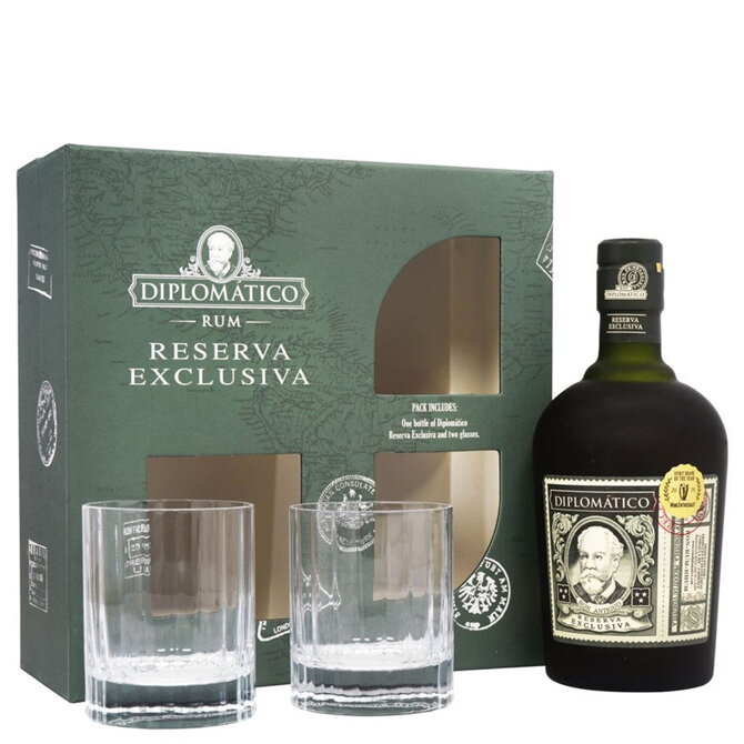 Diplomático Reserva Exclusiva Gift Box + 2 sklenice