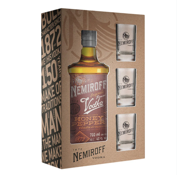 Nemiroff Honey Pepper Vodka + 3 sklenice