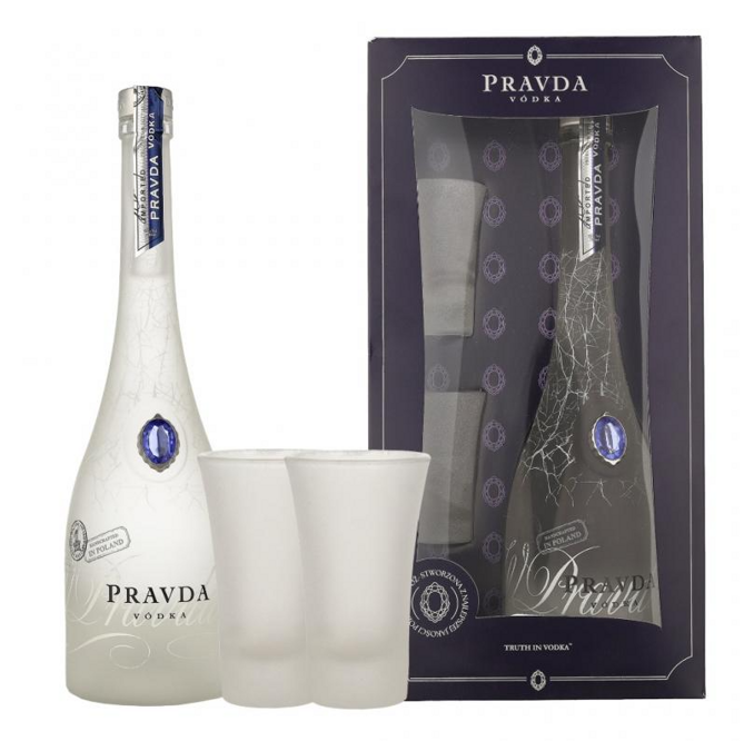 Pravda Vodka + 2 sklenice