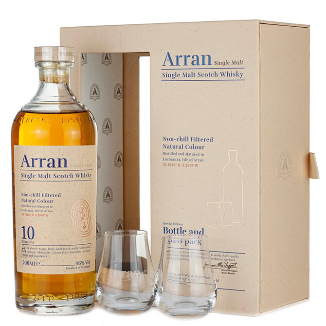 The Arran Aged 10 Years + 2 sklenice