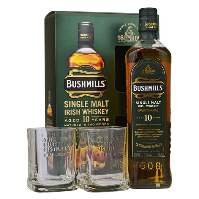 Bushmills Aged 10 Years + 2 sklenice