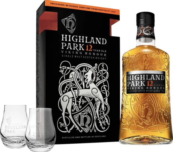 Highland Park 12 Years Old Viking Honour + 2 skla