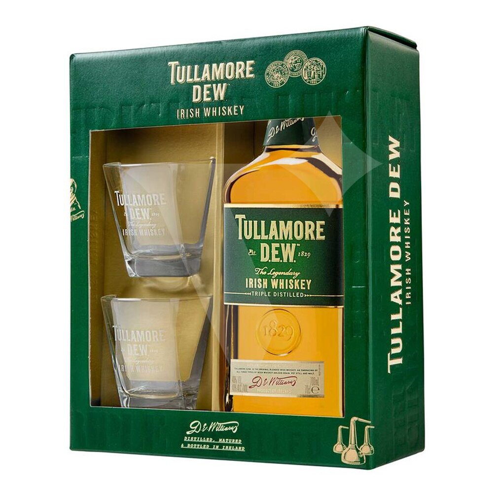 Tullamore dew 0.7 цена. Виски Tullamore Dew 40% 0,7 л + 2 стакана. Ирландский виски Тулламоре. Виски Талламор Дью 0.7. Ирландский виски Талламор.